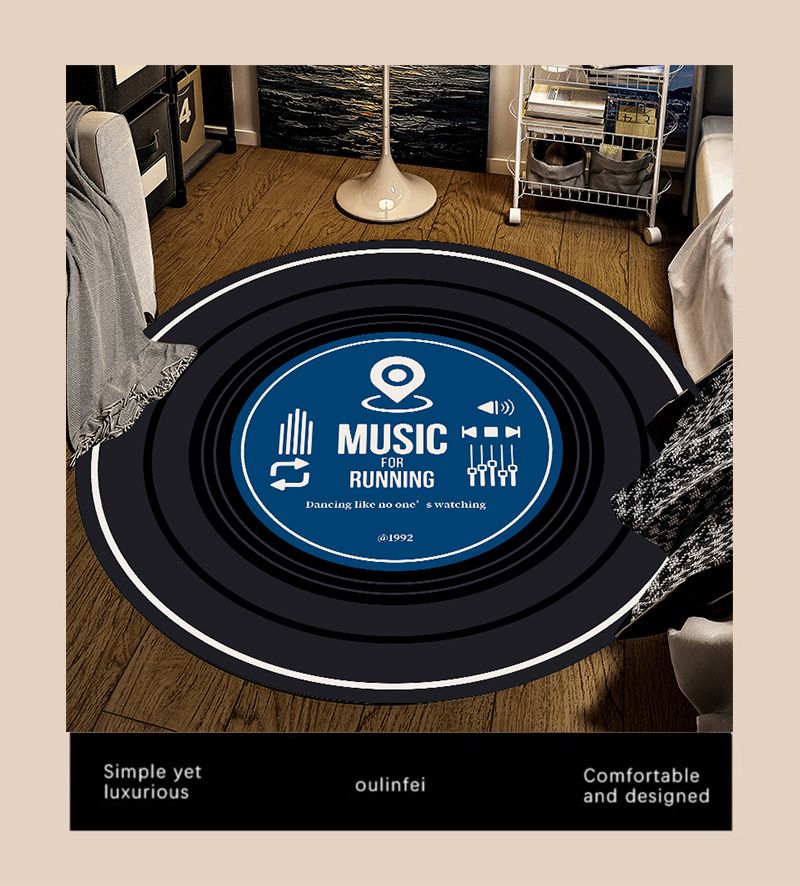 Vinyl Record Carpet Boys Bedroom Bedside Blanket Gaming Room Retro Round Study Rocking Chair Computer Chair Floor Mat_voghion.com