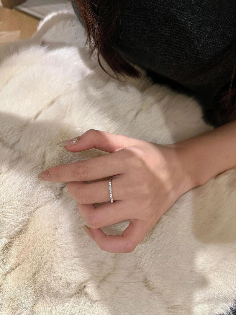 Minimalist Sterling Silver Half-Circle Diamond Ring - Stackable Style For Women, Set Of Rings_voghion.com