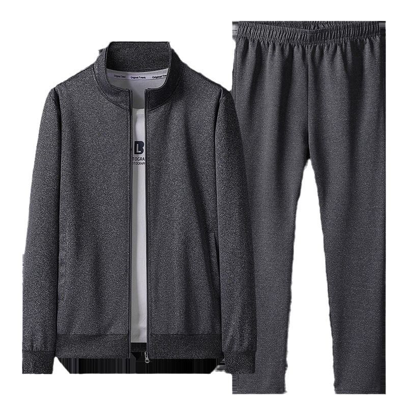 Middle-aged Men's Sports Suit Spring And Autumn Two-piece Loose Fit Casual Cardigan Tracksuit For Dad_voghion.com