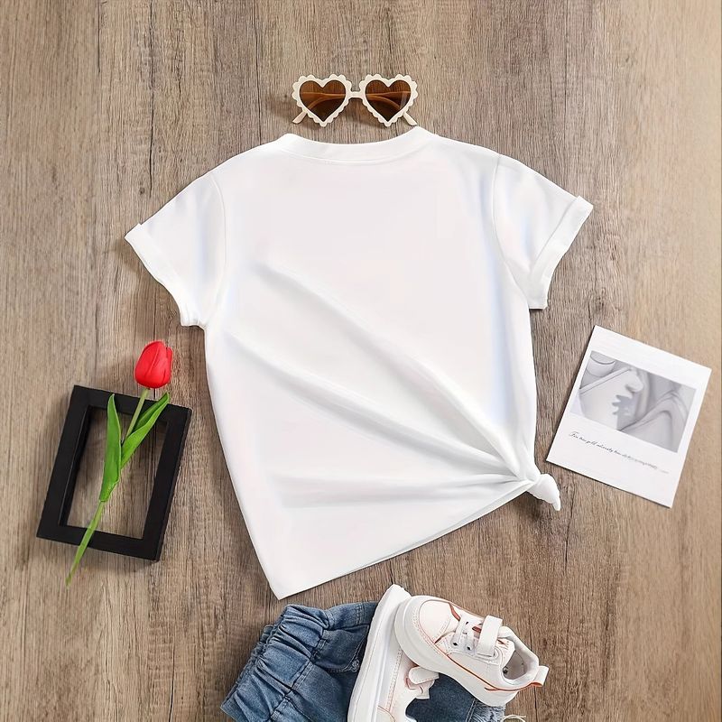 Kurzarm-T-Shirt mit Buchstabenmuster für Mutter und Kind_voghion.com