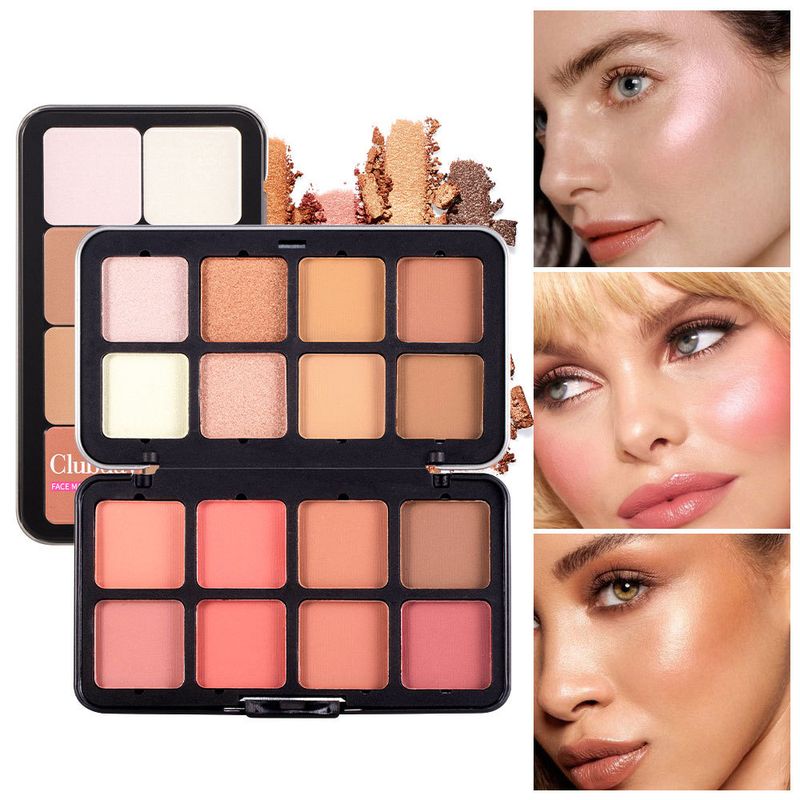 Blush rouge mat surligneur contouring tridimensionnel palette intégrée modification du contour maquillage du visage_voghion.com