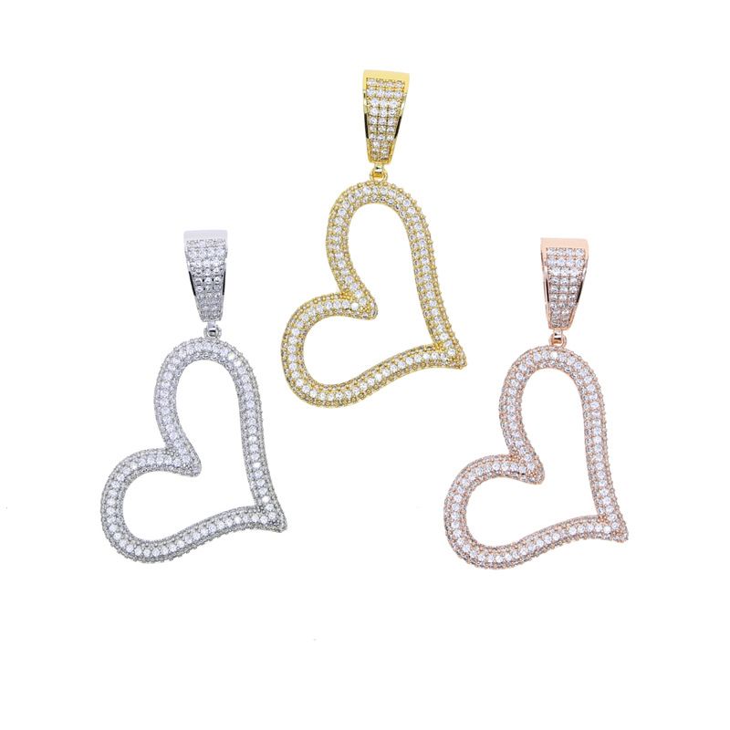 New Love With Hollow Asymmetric Heart Shaped Zircon Necklace, Unique Design, Fashion Couple Necklace_voghion.com