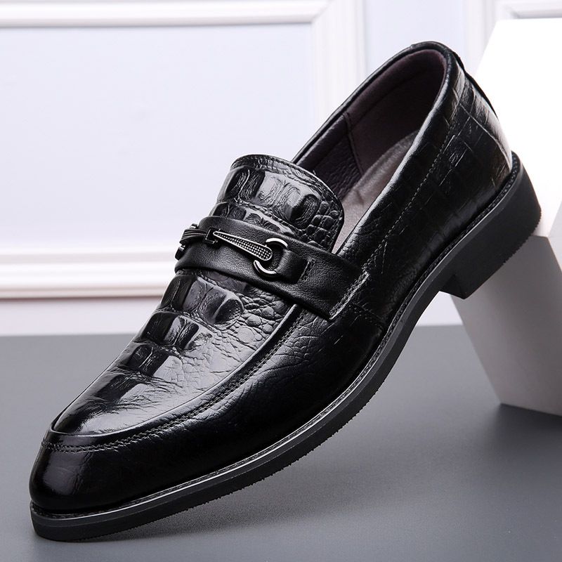 Suitable For All Seasons 2025 Autumn Cowhide Korean Style Small Size 36 Men's Pointed Breathable Business Formal Leather Shoes_voghion.com