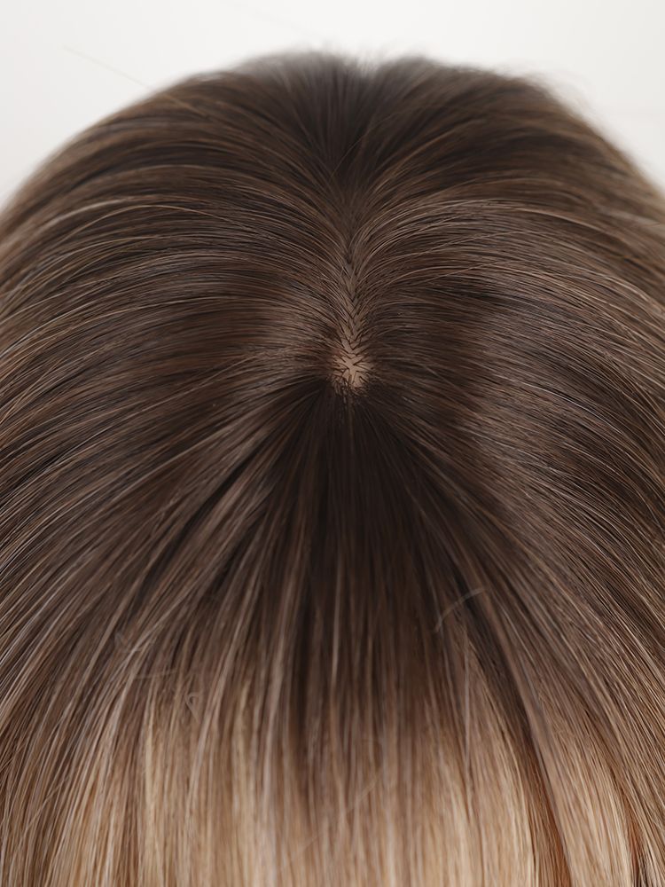 Vroče prodajana Evropa in Amerika Priljubljena rjava gradientna dolga ravna kemična vlakna barvana lasulja iz visokotemperaturne svilene lasulje za ženske_voghion.com