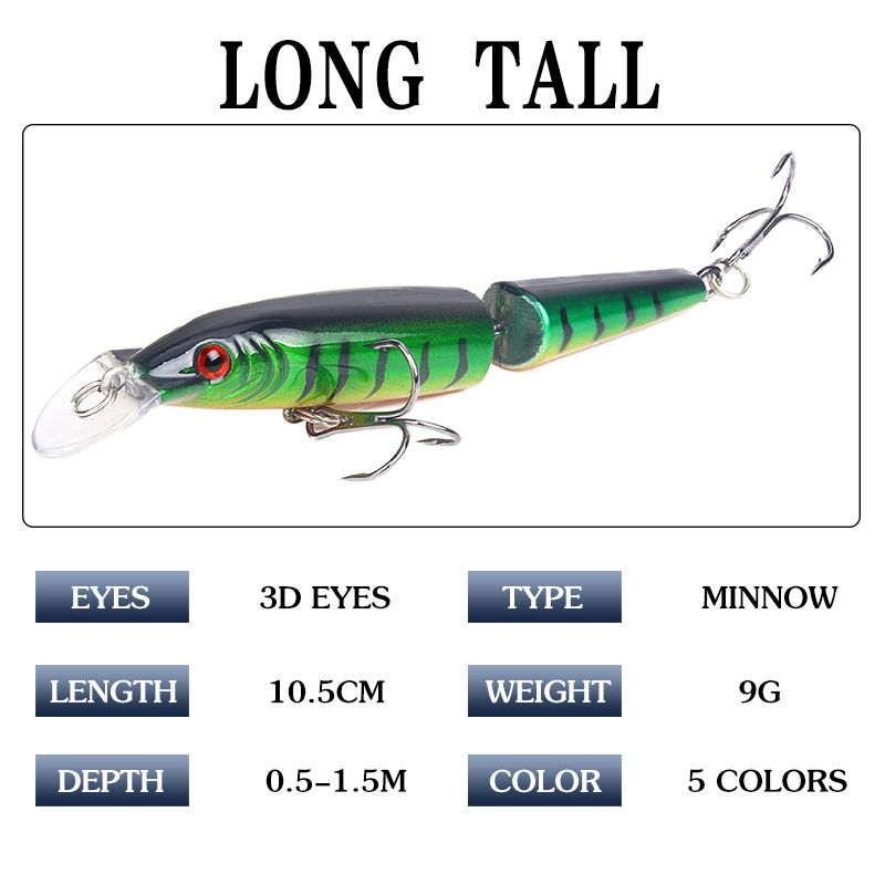 Masalas dviejų dalių kietas masalas 9g/10.5cm sūpynės imitacija Minnow masalas kietas masalas masalas_voghion.com