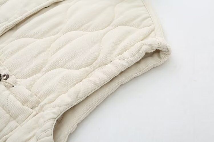 Women's clothing 2024 autumn and winter new item diamond grid stand collar sleeveless cotton jacket vest_voghion.com