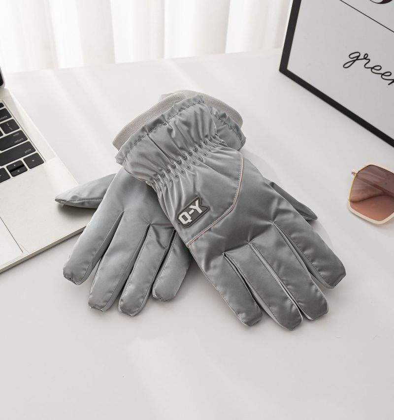 Luvas de ciclismo de lã grossa feminina com tela sensível ao toque e luvas de algodão quentes e impermeáveis para andar de bicicleta elétrica no inverno_voghion.com