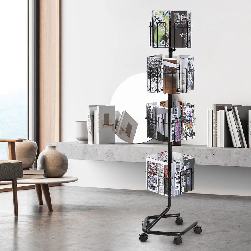 Espositore girevole per brochure, espositore girevole per tasche, espositore girevole per 32 cartoline a 360°, 4 livelli, riviste, auguri, letteratura_voghion.com