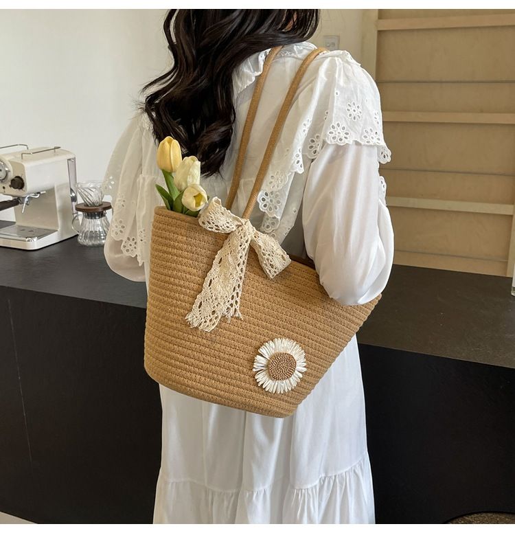 Borsa da spiaggia per le vacanze Instagram Tote fatta a mano intrecciata ad alta capacità per l'inizio della primavera 2024 per le donne_voghion.com
