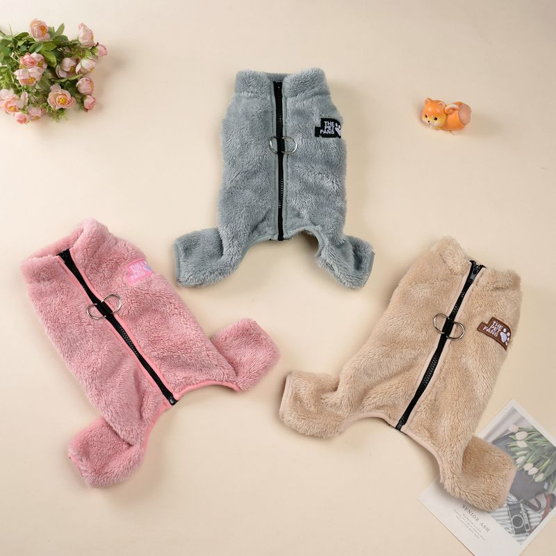 Clothes Autumn Winter Warm Double-Sided Jacket Small Dog Pet Apparel Zipper Four-Leg Fleece Coat_voghion.com