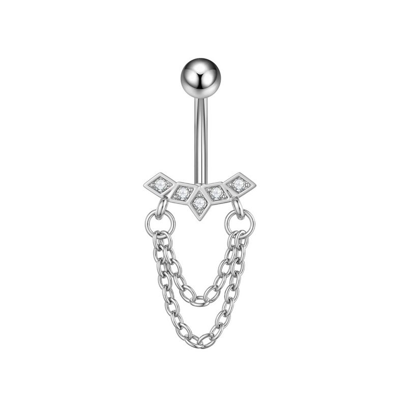 Piercing per ombelico da donna in acciaio inossidabile con zircone, catena a farfalla, occhio di cavallo, fiore a cinque foglie, fibbia per ombelico_voghion.com