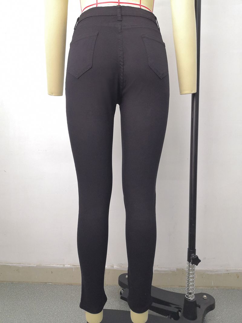 Plus Size Women's Fashion High Stretch Denim Small Leg Pants Women_voghion.com