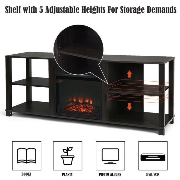 2-Tier TV Storage Cabinet Console With Adjustable Shelves_voghion.com