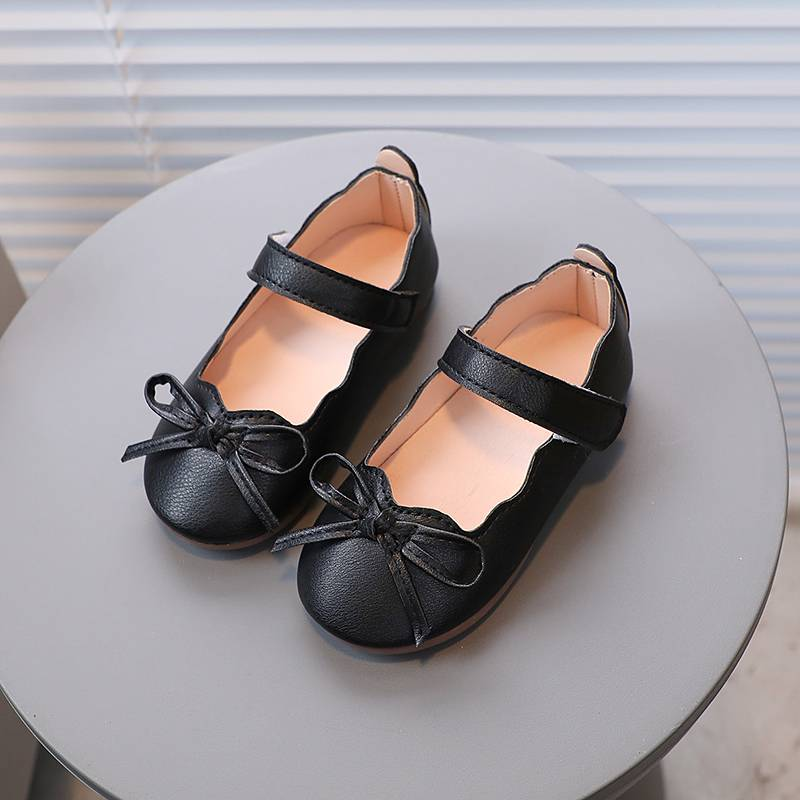 Prinzessinnenschuhe für kleine Mädchen, Frühling, Schwarz, Weiß, Fliege, süße flache Kinderschuhe, flach, matt, Pu-Leder, bequem, Kinderschuh, Größe 21–30_voghion.com
