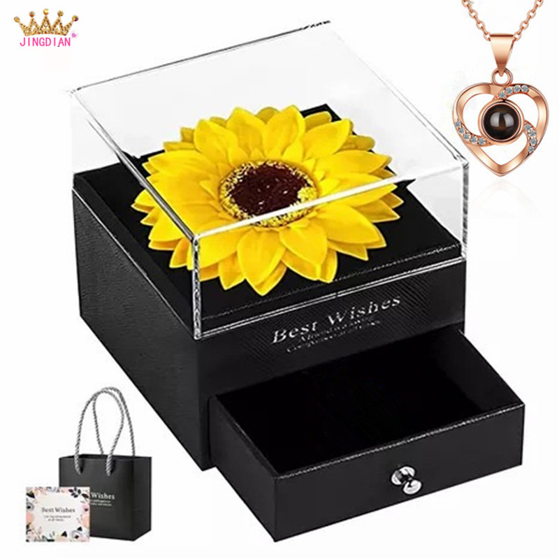 Sieradenset voor dames Mode zonnebloem kunstbloem bloem ornamenten accessoires ketting Moederdag Valentijnsdag Kerstcadeau_voghion.com