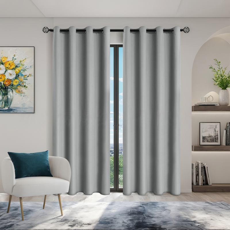 Cortinas térmicas blackout premium - 100% de bloqueio de luz com isolamento térmico (painéis de janela com proteção solar de cor sólida)_voghion.com