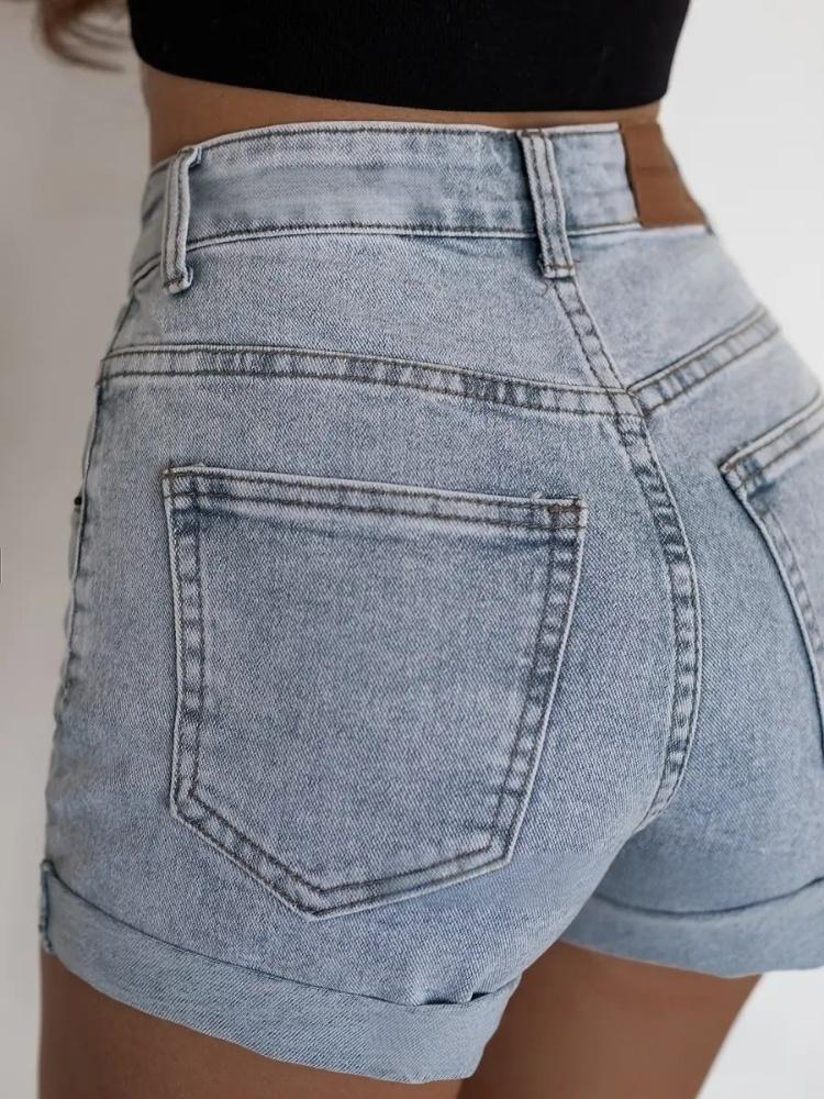 Women's High-Elastic High-Waist Denim Shorts Women's Hot Pants_voghion.com