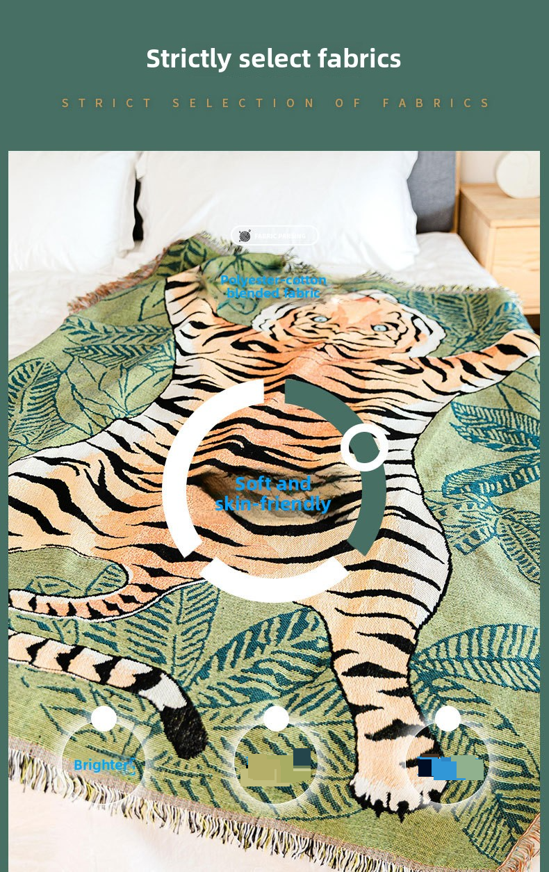 Copridivano "Anno della Tigre", set di decorazioni per Capodanno, design reversibile, morbido tessuto in pile, multiuso come tappetino._voghion.com