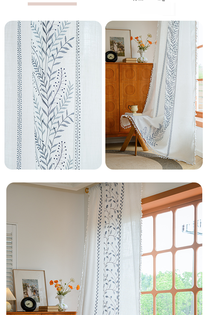 Cotton And Linen Embroidery Finished Curtains Small Fresh Floral Semi Shading Small Curtains Kitchen Bedroom Partition Curtains_voghion.com
