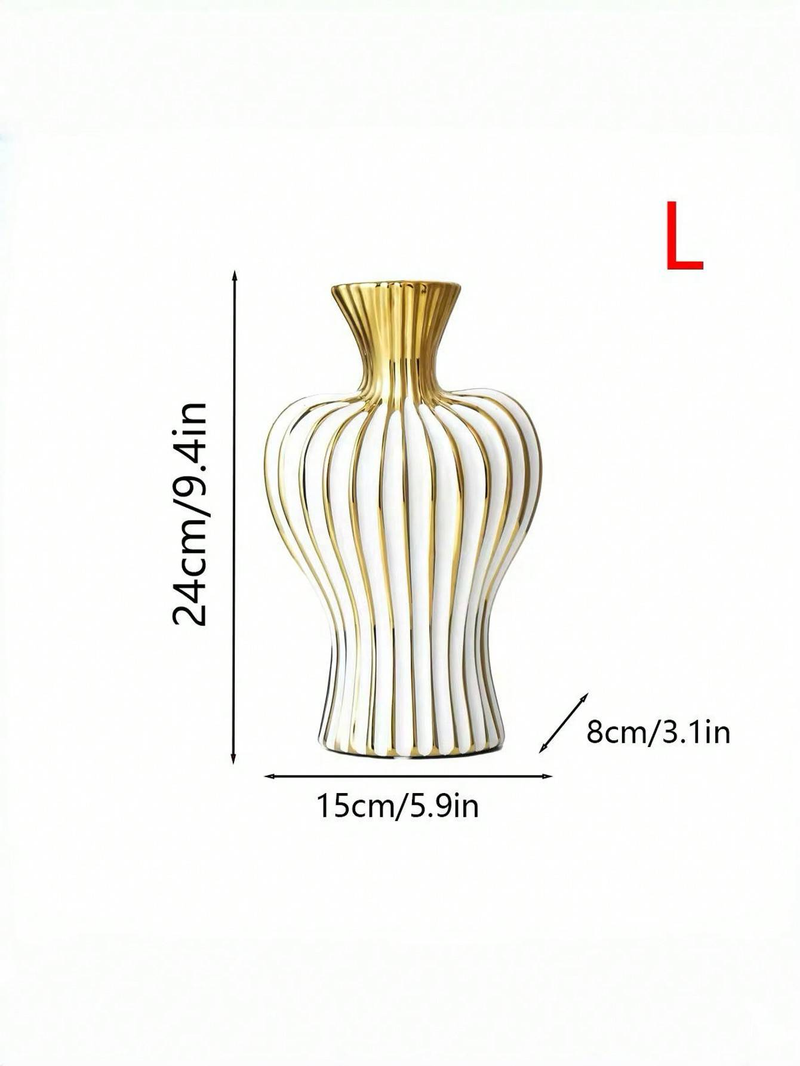 Gestreepte, kleurrijke keramische vaas voor elegante bloemstukken, ideaal voor entree, woonkamer en balkon, veelzijdig interieuraccent_voghion.com