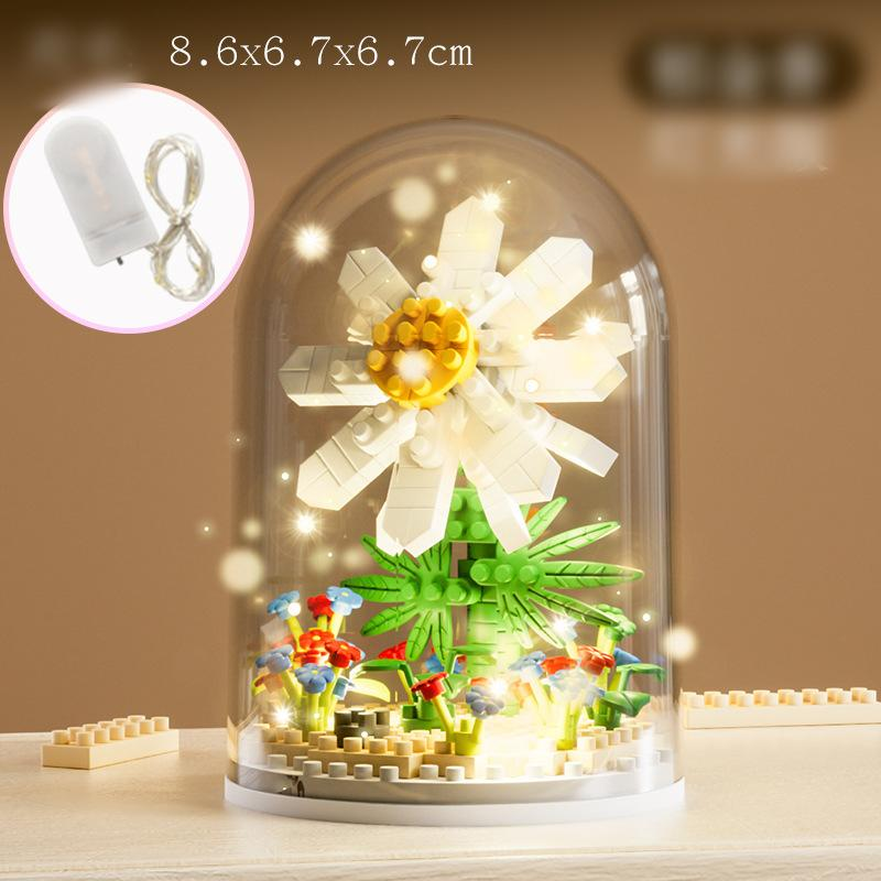 Bloempot met lichtblokken Kleine deeltjes Microdeeltjes Assemblagespeelgoed Educatief 6-12 jaar Lego speelgoed Kerstcadeaus - Vakantie cadeauselectie_voghion.com