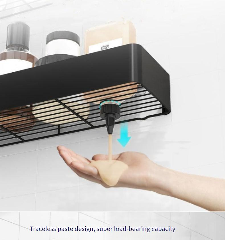 Stainless Steel Bathroom Shelf Organizer - Wall Mounted Shower Caddy, No Drilling Required, Space-Saving Storage For Toiletries_voghion.com
