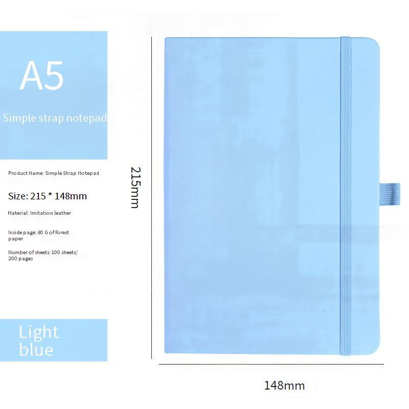 A5 Minimalist Elastic Band Notebook - Premium PU Leather Cover, 100 Sheets Lined Paper, Business Office_voghion.com