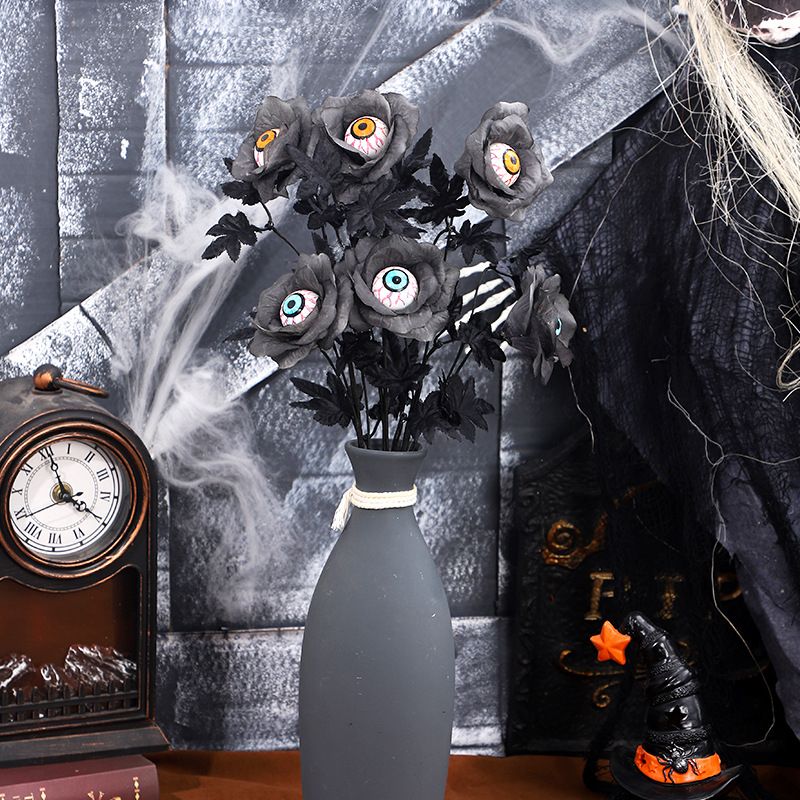 Bouquet da taglio di foglie d'acero con bulbo oculare nero horror di Halloween, festival fantasma, decorazioni commerciali per la casa di Halloween_voghion.com