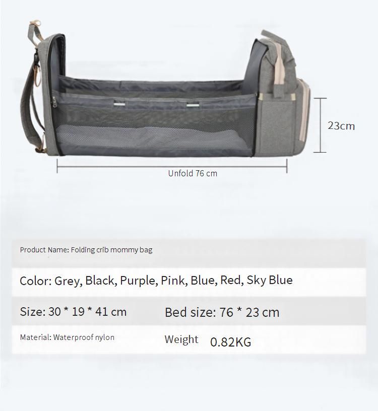 Sacs pour femmes, sac à dos multifonction, sac de lit pliable, sac intégré pour mère et bébé, sac à dos en tissu Oxford, sac portable pour maman, grande capacité_voghion.com