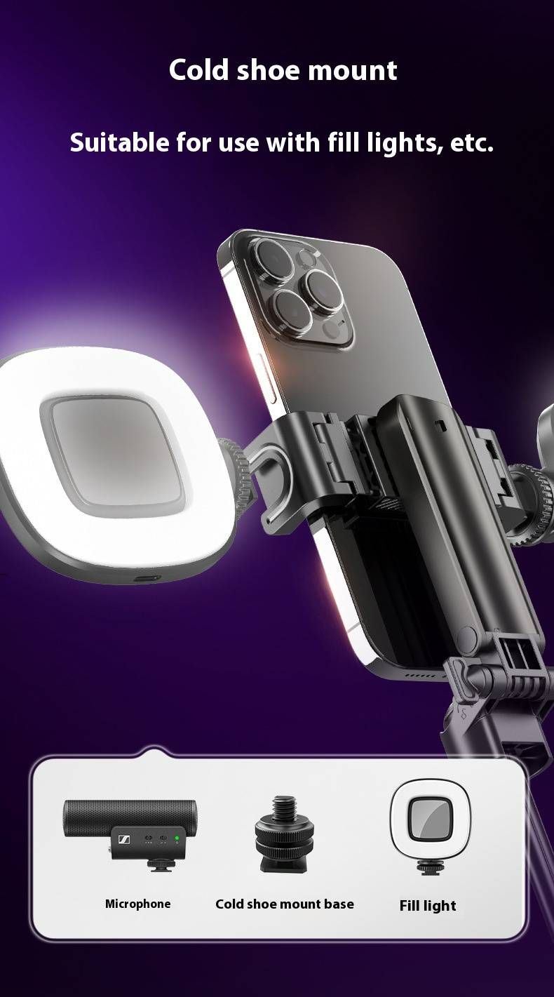 Compact Bluetooth Selfie Stick With Quadpod Stand & Keychain, 41.5cm Portable Aluminum Tripod For Travel Photography (6 Configurations)_voghion.com
