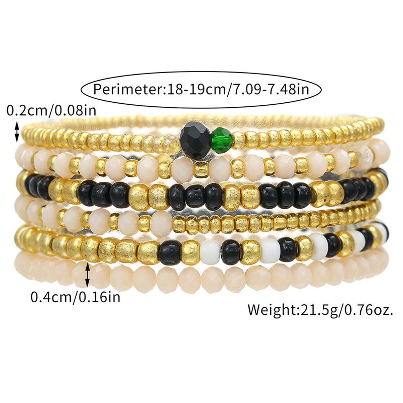 Bohemian Holiday Style Stacking Couple Bracelets Ins Style Niche Design Rice Bead Elastic Bracelet Hand String Women_voghion.com