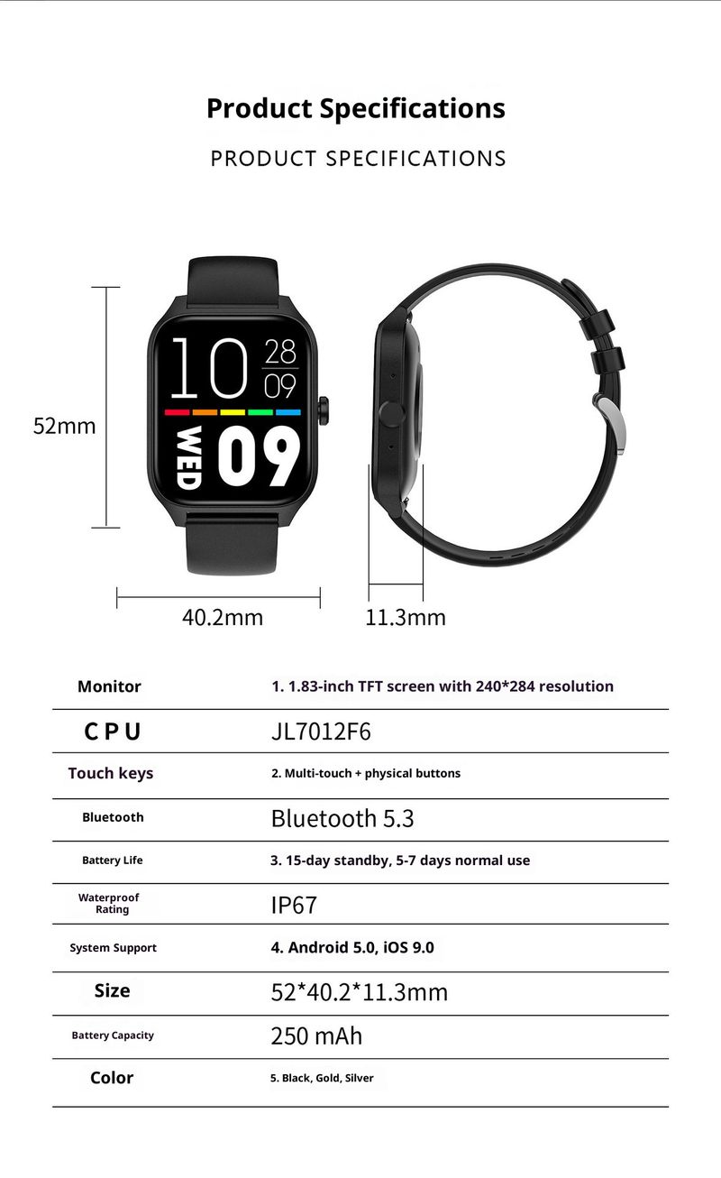 G109 Smart Watch With Bluetooth Calling, Heart Rate & SpO2 Monitor, IP67 Waterproof, Fitness Tracker For Men & Women_voghion.com