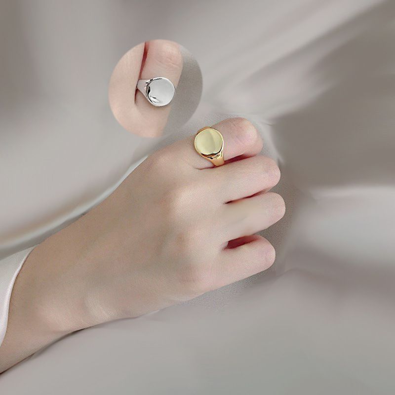 Modische geometrische Block-Rundringkombination mit glatten offenen Ringen für personalisierte Lebensmittelringe für Männer und Frauen_voghion.com