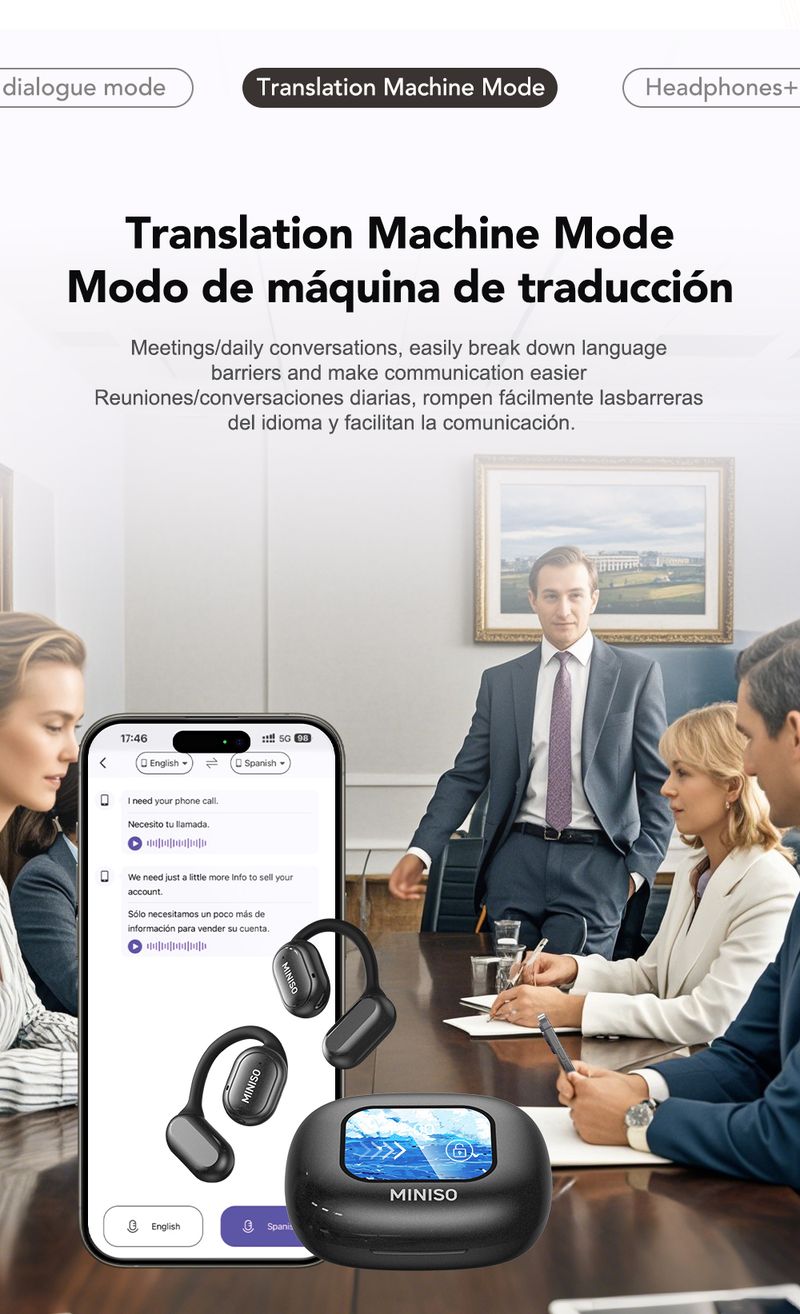 MINISO X30 Wireless Headphones Bluetooth Translation Earbuds Chat Headset Office Travel,real-time Translate Equalizer_voghion.com