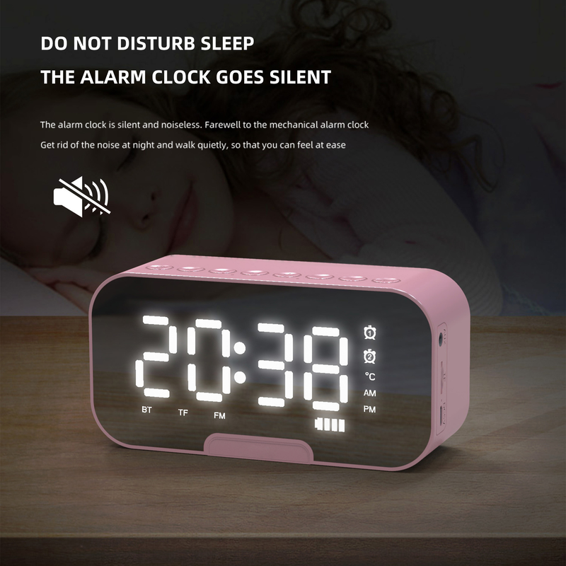 Q5 Drahtloser Bluetooth-Lautsprecher, Spiegel, multifunktionale Uhr, Karte, Mini-Audio, Geschenk_voghion.com