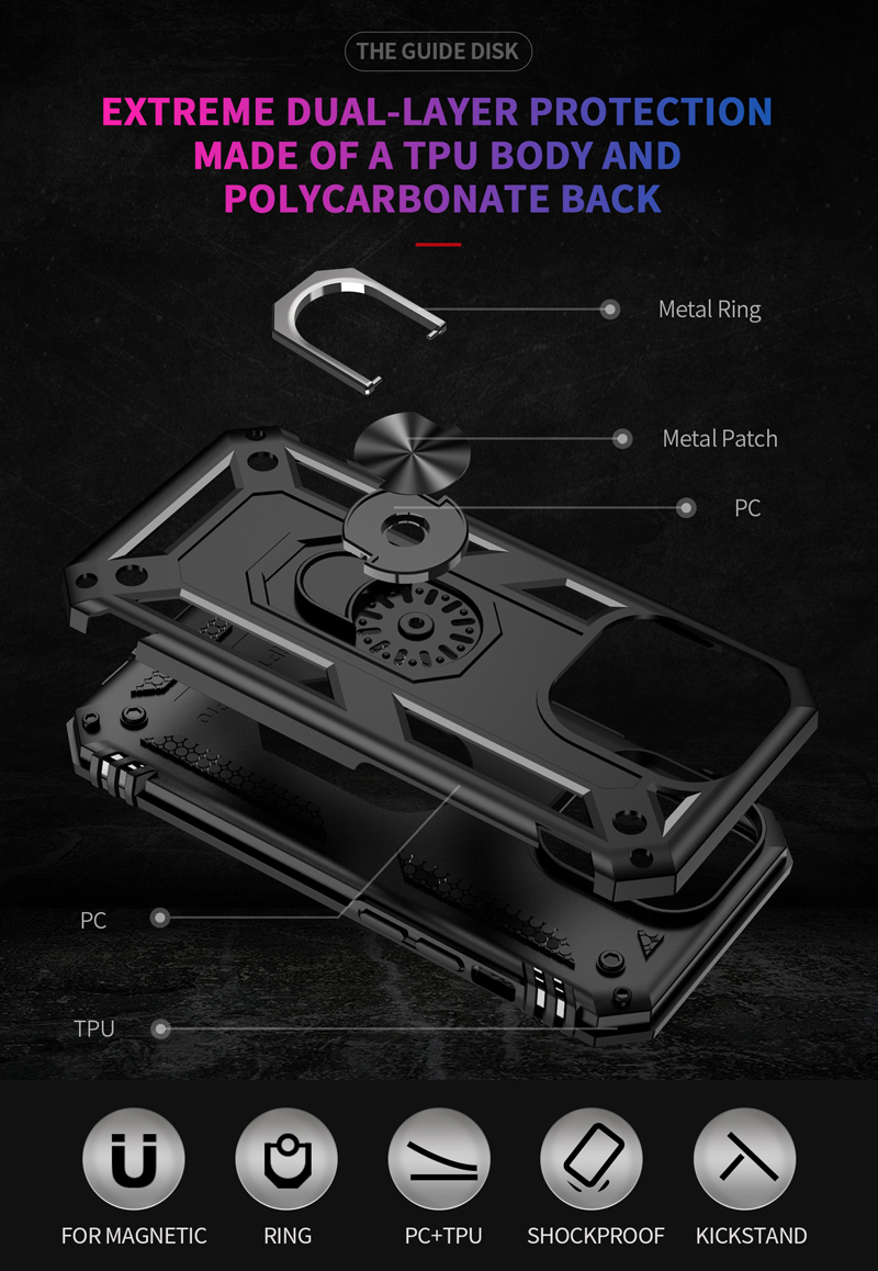 Magnetisk støtsikkert panseretui til iPhone 14 13 12 11 Pro Max X XR 8 Plus SE 2020 2022 14Pro ProMax støtsikker ring_voghion.com