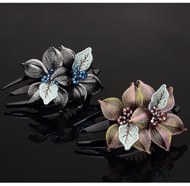 Explosion Entenschnabel Haarspangen Echtkupferdraht Clip Hinterkopf Platte Haar Top Clip Kopfschmuck weiblich Kristall elegant_voghion.com