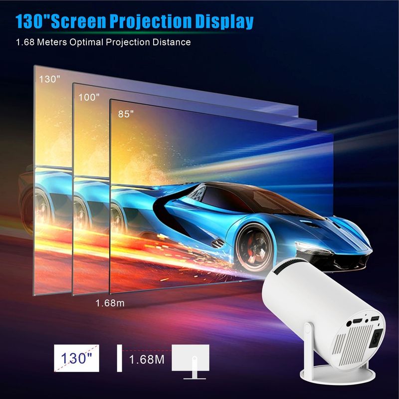 HY300Pro Projector, 1080P Full HD Supported Home Theater Projector With Allwinner H713 Chip, Mini Portable Outdoor Movie Projector For Bedroom Wall St_voghion.com