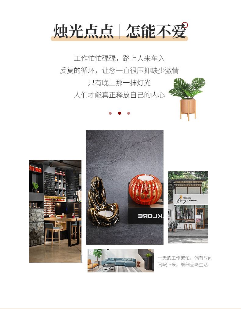 Halloween pumpkin candle holder creative script kill atmosphere decoration Candlestick home tea candle burner aromatherapy funny ornaments_voghion.com