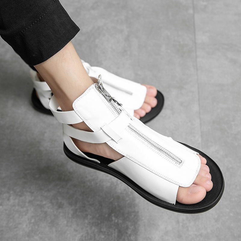 Unschlagbare Qualität 2024 Sommer Stinky Roman Ledersandalen Bequeme und modische tägliche britische Strandschuhe für Männer_voghion.com