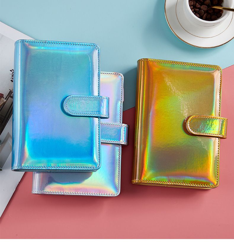 Holographic PU Leather Refillable Notebook A5/A6 - Rainbow Macaron Color Collection For Journaling, Planner, School & Office (Single Cover Only)_voghion.com