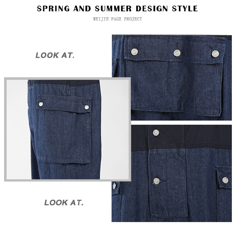 Heren halter denim broek mode losse casual bretels_voghion.com