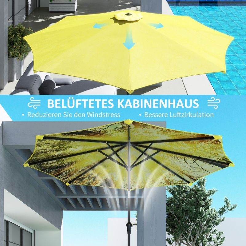 Sonnenschirm Ø300 Cm, Mit Handkurbel, Achteckig, Gelb_voghion.com