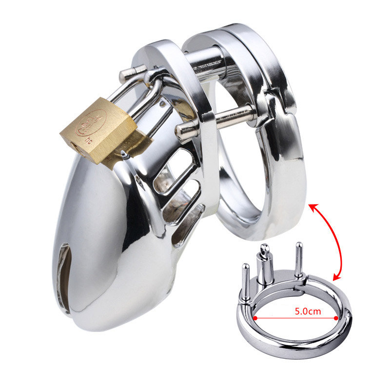 Jaula de 40/45/50 mm para pájaros, de acero inoxidable, con candado, dispositivo de castidad, anillo de metal para bondage BDSM, con cerradura, para hombre._voghion.com