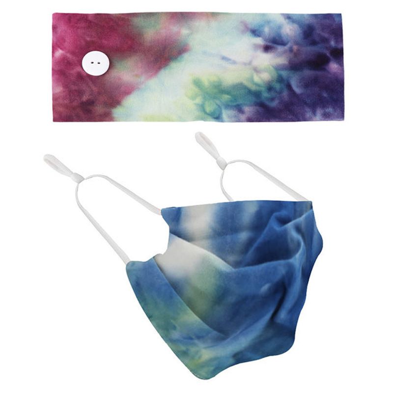 Tie-dye katoenen knoop bedrukte masker hoofddoek accessoires yoga sport elastische hoofdband_voghion.com