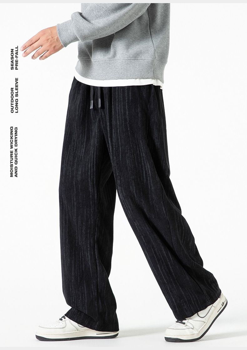 Pantaloni a gamba dritta larghi e versatili da uomo in velluto a coste americano autunno inverno 2024, stile nuovo, casual e ampio_voghion.com