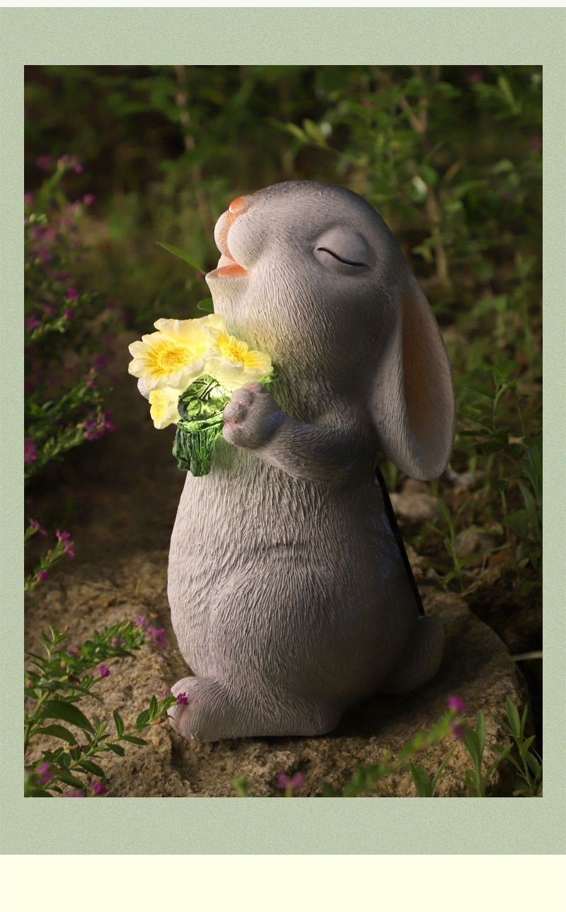 New Product Simulation Animal Garden Decoration Solar-Powered Yard Lawn Light Craft Rabbit Ornament_voghion.com