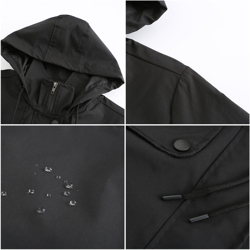 Women's Clothing New Windbreaker Female Ladies Mid-length Cardigan Hooded Jacket Outdoor Raincoat_voghion.com