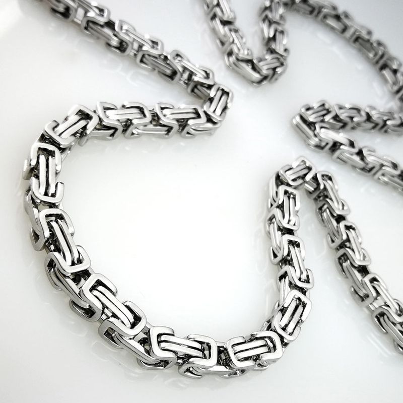 Cool Stainless Steel Men's 5mm Width Byzantine Necklace Chain_voghion.com