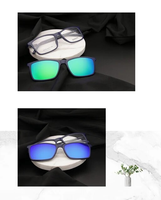3174 Magnet Sunglasses Clip Mirrored Clip on Magnetic Sunglasses Clip on Glasses Men Polarized Clip Custom Prescription Myopia_voghion.com